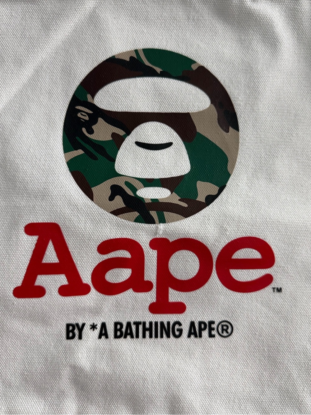 Bape Aape White Tote with Red Logo and Green Camo Ape